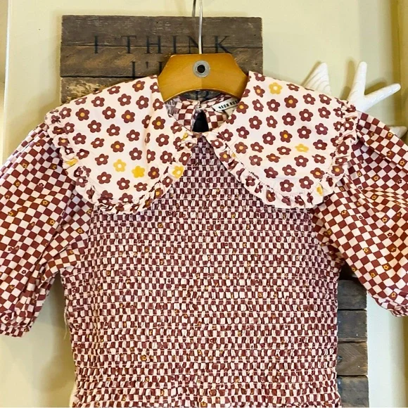 ASOS Neon Rose Floral Gingham Peter Pan Collar Midi Dress 🌼 - Picture 6 of 13